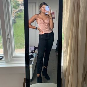 Dusty pink satin Cheetah top